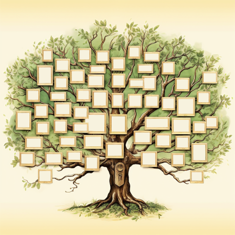An empty family tree form designed to look like a tree